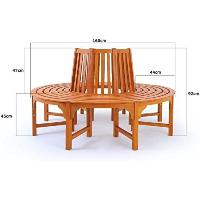 Лавка з дерева metra, напівкругла, 180 градусів, кругла лава 160/59 см L 180 160 см (половина кругла-180 градусів)