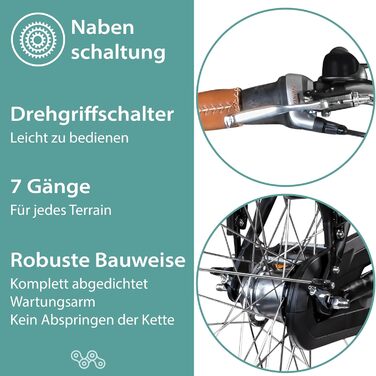 Електричний велосипед Tretwerk Aurora 28 дюймів Pedelec Жіночий Чоловічий 155-185 см 522 Wh Жіночий електровелосипед 7 швидкостей Чорний 50 см