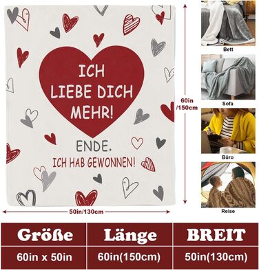 Подарункова ковдра на День святого Валентина, подарунки &quotЯ тебе кохаю&quot для жінок/чоловіків, подарунок кохання для неї, подарунок на річницю для неї/нього, подарунки на річницю весілля, ковдра з написом &quotЯ тебе кохаю&quot 150x130 см, подарунок 