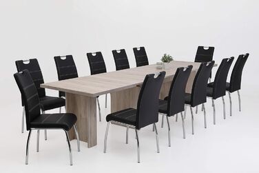 Столи Hela, комплект із 2 обідніх стільців Susi, чорна оббивка зі штучної шкіри, врізна ручка, хромований металевий каркас, 43 x 61 x 98 см, комплект із 2 шт., чорний