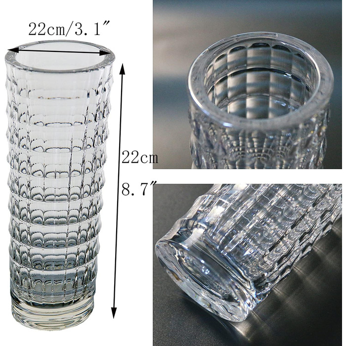 Небитка ваза для квітів Прозора 22-сантиметрова ваза у формі великого циліндра, як кришталеві вази Прозоре овальне горлечко