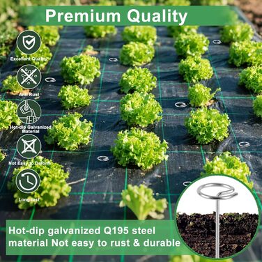 Садових кілочків з гачками для щіток, 15,2 см, 9 калібру, оцинковані садові кілочки, міцні ґрунтові кілочки для бар&39єру від бур&39янів, тканини для трави, рослинного покриву та садівництва на відкритому повітрі, 150