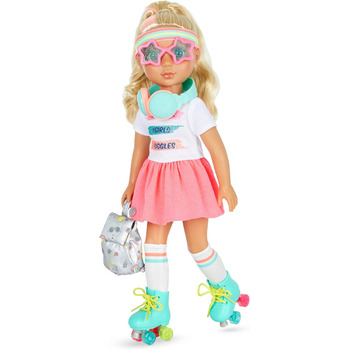 Рухлива лялька 36 см з роликами, ляльковим одягом, аксесуарами та рожево-русявим довгим волоссям для укладання іграшка від 3 років