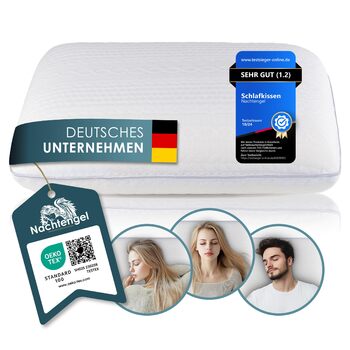 Подушка для сну - Ортопедична подушка з піни з ефектом пам&39яті, ергономічна та для полегшення болю в шиї, для всіх положень сну (на спині, животі та на боці) (, біла, висота 10 см) Висота 10 см Білий 1