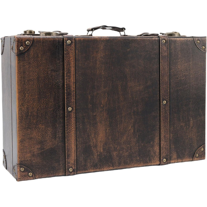 Декоративний вінтажний футляр для зберігання, чарівна ретро-скриня для багажу, реквізиту для весільної фотографії, антикварна скриня для декору кімнати для гостей, 45 x 30 x 15 см (коричневий)