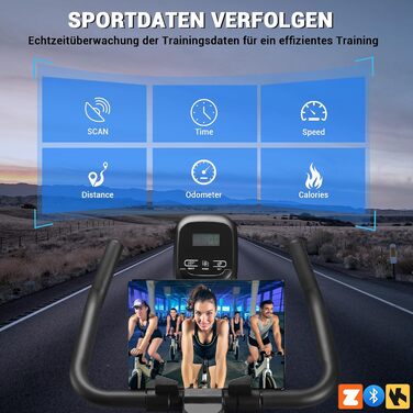 Оновлення 2026 р. Велотренажер Wenoker з магнітним опором, спінінговий велотренажер для приміщень із додатком, домашній тренажер, кардіотренування, фітнес-велосипед, до 160 кг, синій із додатком