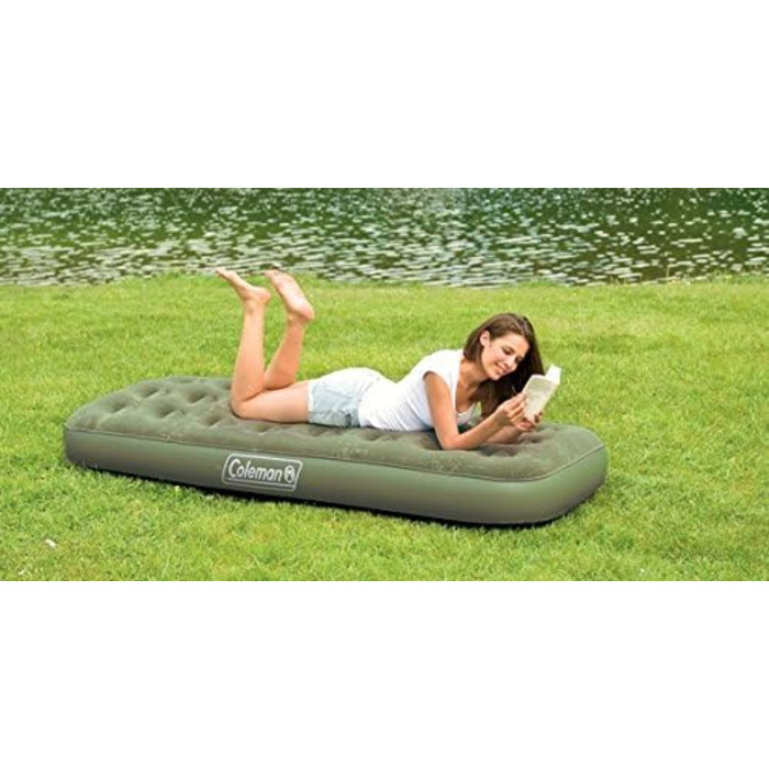 Ліжко Coleman Air Bed Comfort односпальне, надувний матрац для внутрішнього/зовнішнього використання 1 особа, велюрове гостьове ліжко, односпальне ліжко Comfort, кемпінгове ліжко для походів, трекінгу, фестивалів, 188 x 85 x 22 см, макс. 148 кг