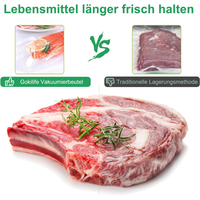Вакуумний пакувальник Gokilife - 100 пакетів 20x30 см зі стійкістю до розриву приблизно 450 мкм, вакуумна плівка для всіх вакуумних пакувальників і вакууматорів харчових продуктів, професійні пакети з фольги без BPA, кип'яткостійкі та пакети для заморожув