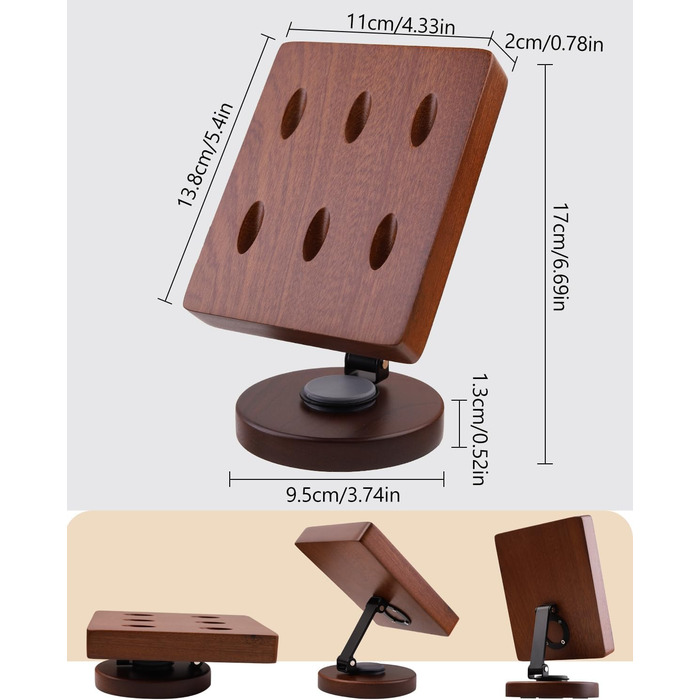 Обертовий дерев&39яний тримач для дротиків настільна підставка для зберігання 6 сталевих та м&39яких дротиків, кишеня-органайзер з нековзною основою для ігрової кімнати, бару, офісу (коричневий)