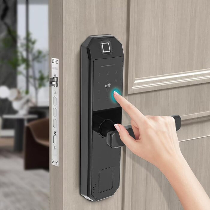 Дверний замок із відбитком пальця Smart Lock Електронний дверний замок із ключем із відбитком пальця та цифровим кодовим замком із цифровою клавіатурою, 4*батарейки AAA на 15 місяців