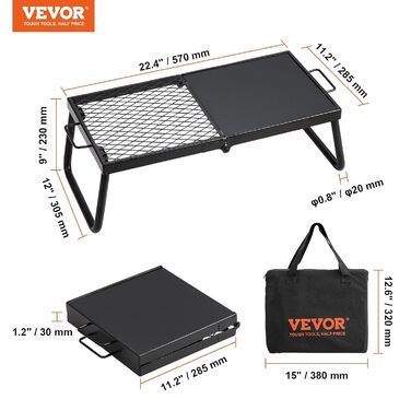 ВУГІЛЬНИЙ ГРИЛЬ VEVOR BBQ Grills Складаний настільний гриль 570 x 285 x 230 мм, вантажопідйомність 6 кг Портативний дорожній гриль Вуличний кемпінговий гриль 300 , решітка для гриля плита для гриля для садових вечірок, пікніків, патіо