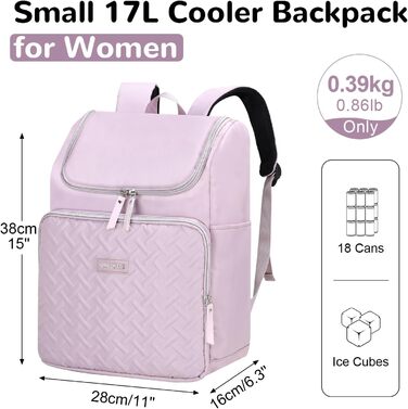 Жіночий рюкзак-холодильник 17 л, маленький терморюкзак, ізольований рюкзак-холодильник для кемпінгу, пікніка, пляжу, фіолетовий
