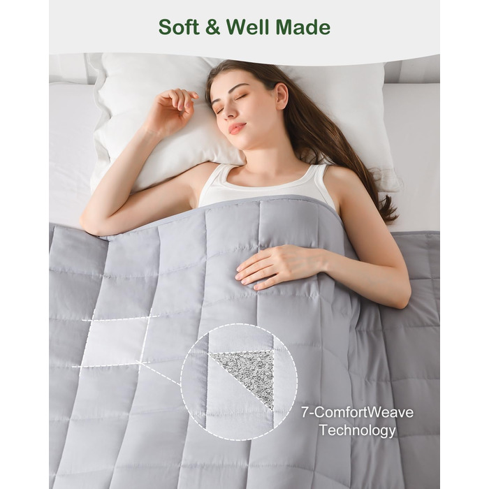 Обтяжена ковдра Sivio для дорослих 6 кг, дихаюча обтяжена ковдра, м&39який матеріал зі скляними намистинами для всіх сезонів, диван-ліжко, 135 x 200 см, сірий 135 x 200 см-6 кг сірий