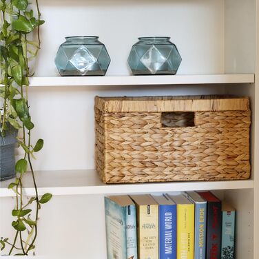 Кошик для зберігання HMF, сплетений з водяного гіацинта підходить для книжкової шафи Billy 35 x 25 x 20 см