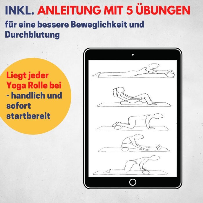Найкращий спортивний ролик для йоги з інструкціями з вправ Колір синій/чорний Довжина 45 см, Ø 15 см Вага 0,36 кг Пінопластовий ролик для гнучкості та кровообігу