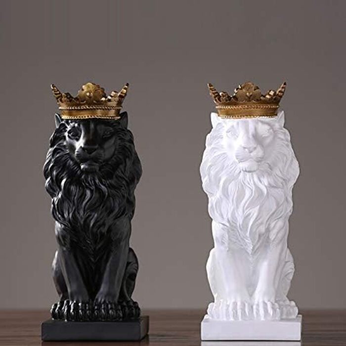 Корона - Статуетка, будинок, офіс, бар, лев-самець, віра, смола, скульптура, , анімалістика, прикраса, орнамент - Чорний
