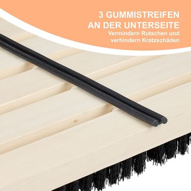 Скребок для взуття Relaxdays, нековзна основа, міцна щетина PP, для використання на вулиці та всередині приміщень, килимок-щітка, дерево, натуральний