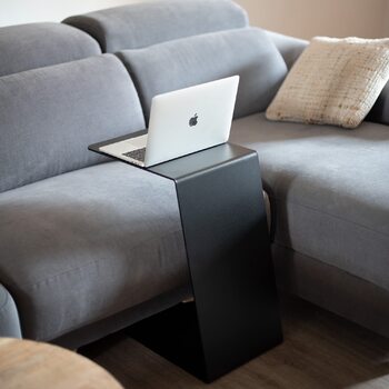 С-подібний журнальний столик MILUKA, чорний метал, 30x40 см Невеликий столик для вітальні, столик для дивана або столик для ноутбука Сучасний дизайн для вітальні та балкону