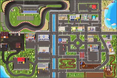 Дитячий ігровий килим дорога і машина (300x200 см) - миється, нековзний і сертифікований OEKOTEX - килим для дитячої кімнати хлопч