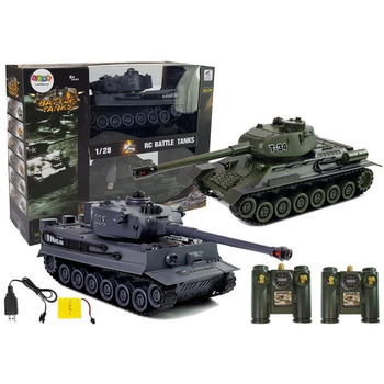Набір радіокерованих моделей танків 128 Тигр та Т-34 з вбудованою інфрачервоною системою бою, 2,4 ГГц RC модель з функцією стрільби