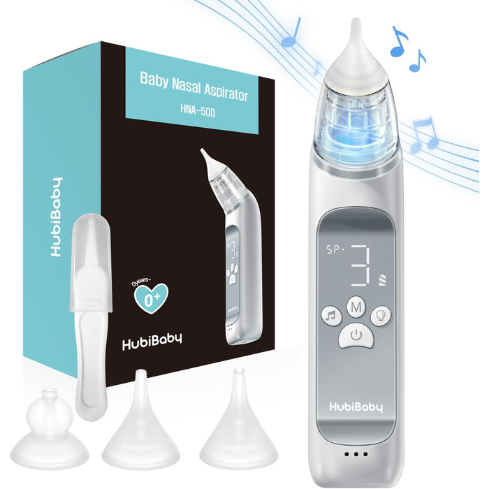 Електричний назальний аспіратор HubiBaby Large Flow, назальний аспіратор для немовлят, відсмоктувач козявок, очищувач носа для нем