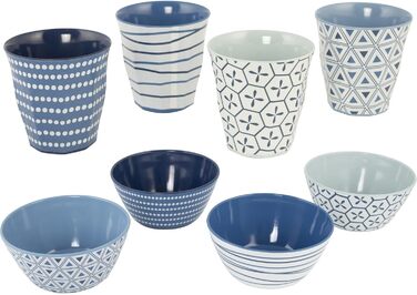 Набір посуду для кемпінгу з меламіну Bo-Camp, 16 предметів, синього кольору, з міксом тарілок та чашок