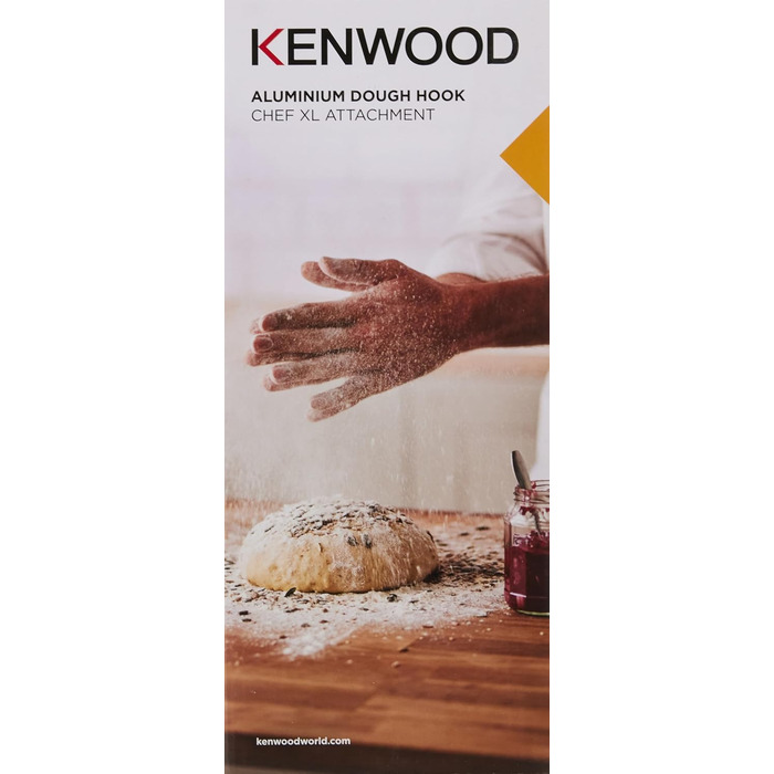 Гачок для тіста Kenwood з алюмінію KAT73.000CA, аксесуари для кухонних комбайнів Kenwood, гачок для змішування, підходить для всіх кухонних комбайнів Chef XL, можна мити в посудомийній машині, алюміній, срібло