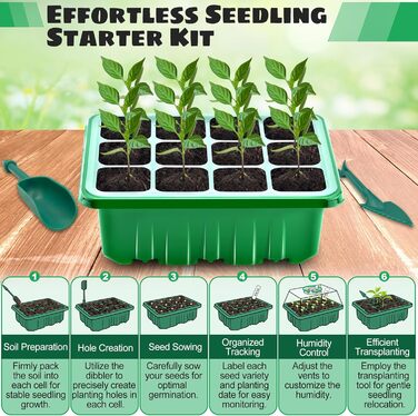 Коробка для розмноження DazSpirit для кімнатної теплиці з 5 упаковками з освітленням, міні-набір для розмноження для теплиць, освітлення рослин із таймером і регульованою яскравістю, лотки для розмноження розсади для теплиць, садівництво