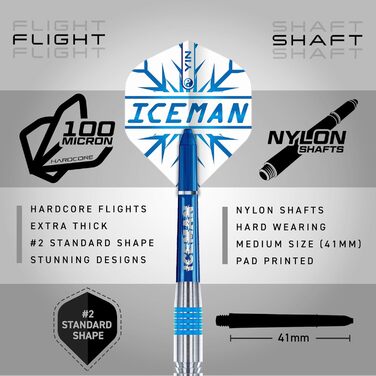 Набір дротиків RED DRAGON Professional Player Series зі сталевим наконечником, деками та держаками для дротиків Iceman