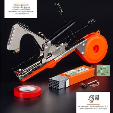 Машина для обв&39язування рослин STREND PRO Cameleon Плоскогубці для обв&39язування рослин, включаючи рулон для обв&39язування, скоби Плоскогубці для обв&39язування рослин для помідорів, винограду, виноградників, огірків Садові аксесуари, Аксесуари для ро