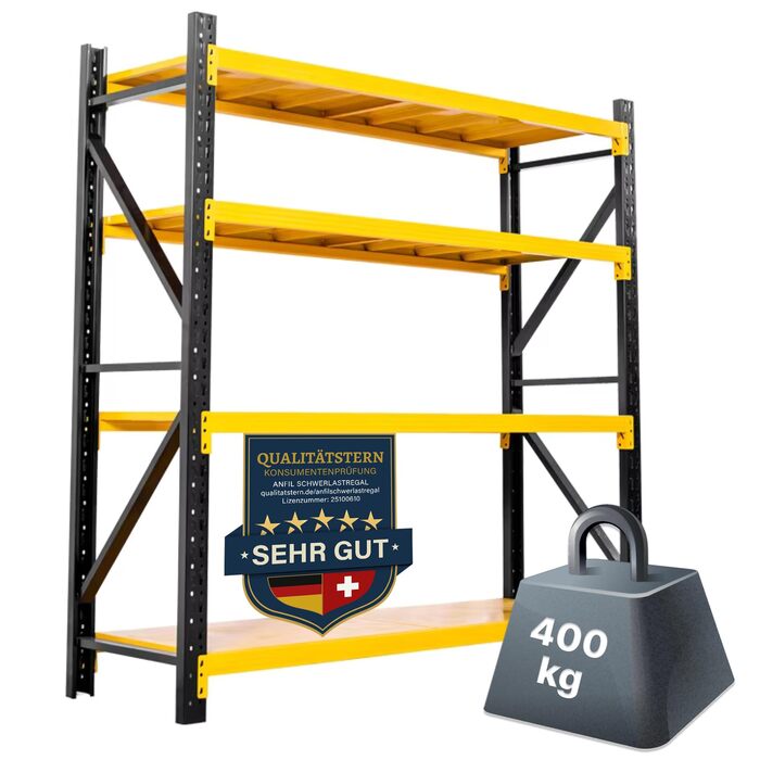 Міцний стелаж 200x120x50 см, навантаження на полицю 100 кг на рівень та загальна вантажопідйомність 400 кг, гаражні стелажі, підвальні стелажі, стелажі для зберігання, широкопролітний стелаж глибиною 50 см