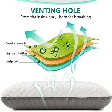 Подушка Fityou з піни з ефектом пам&39яті - ергономічна подушка для підтримки шиї для бігунів збоку та на спині, охолоджувальна бамбуковий чохол, яку можна прати та яка дихає (67,5x40x13 см) світло-сіра 67,5x40x13 см