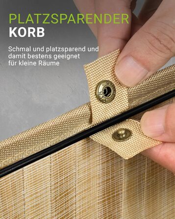 Бамбуковий кошик для білизни Juskys Curly Natural 72 л - Гігієнічний та складаний кошик для білизни з кришкою, ручкою для перенесе