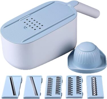 Кухонна терка з нержавіючої сталі, овочева нарізка моркви з контейнером, проста у використанні для ефективності, терка для кухні, з нержавіючої сталі, ручна, з контейнером сірого фону з