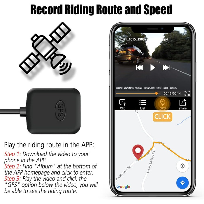 Відеореєстратор для мотоцикла, 1080P відеореєстратор з подвійною камерою, водонепроникною спереду і ззаду з 3 РК-дисплеєм, WiFi, G