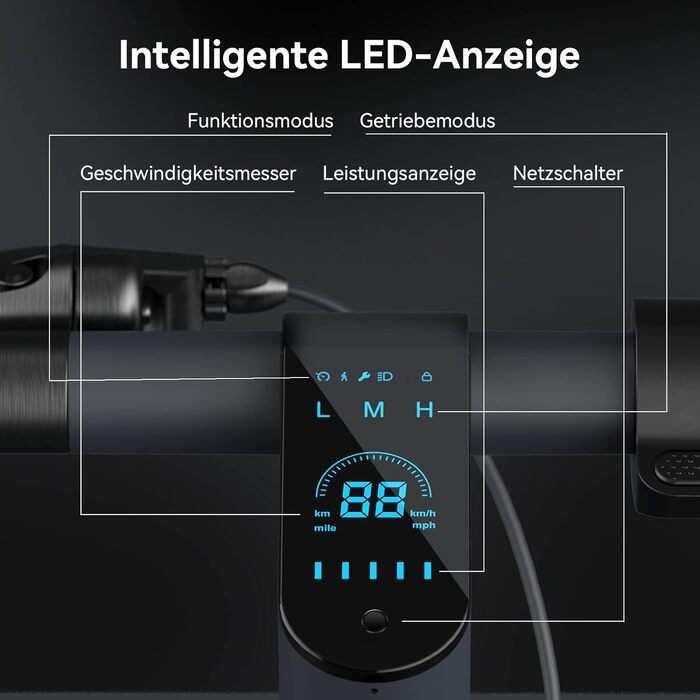 Електросамокат з допуском до дорожнього руху, електросамокат LEQISMART A11, 10-дюймові шини, запас ходу 30 км, 20 км/год, складний