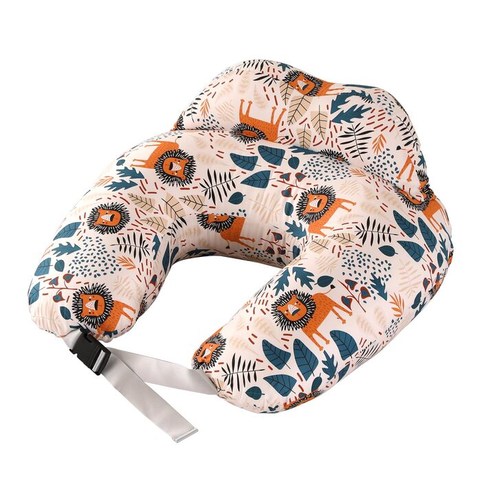 Подушка для годування, подушка для вагітних, багатофункціональна подушка для годування материнства з регульованим поясним ременем та захисними поручнями, чохол зі 100 бавовни (лев)