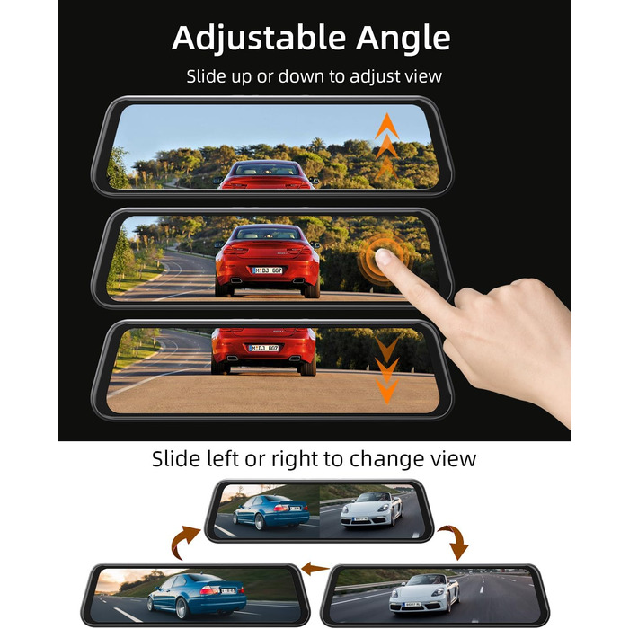 Дзеркальний відеореєстратор WeBeqer 4K з камерою заднього виду 1080P, відеореєстратор автомобільний передній задній з 10-дюймовим