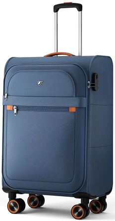 Ручна валіза Trier Soft Shell 55 35 23 см, легка тканинна валіза на колесах, дорожня валіза з колесами та кодовим замком, 47 літрів, темно-синя, розмір S