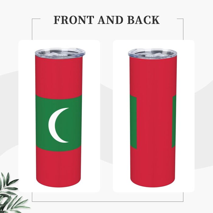 Кухоль з прямою трубочкою, дизайн мальдівський прапор, дорожній кухоль з принтом, підходить для кемпінгу, офісу та дому, 590 мл