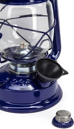 Газова лампа 30 см, синя, з порошковим покриттям, скляна, штормовий ліхтар, кемпінгова