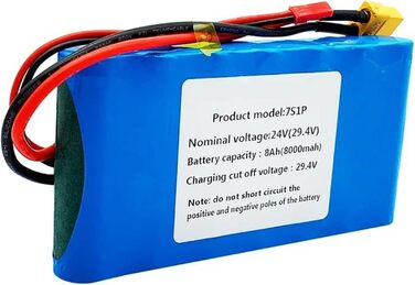 Акумулятор для електровелосипеда 24V 8000mAh, акумулятор для електровелосипеда 24V 29.4V 8AH з вбудованою системою BMS, водонепроникний ПВХ-акумулятор для двигуна 50W 100W 250W 350W 500W 750W 24V 8AH XT30SM