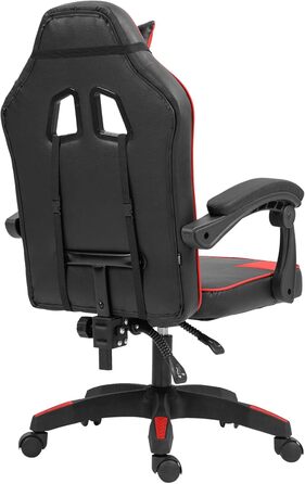 Офісне крісло CLP Orkney Ергономічне ігрове крісло з оббивкою зі штучної шкіри Робоче крісло з регульованою спинкою та підголівником, колір чорний/червоний