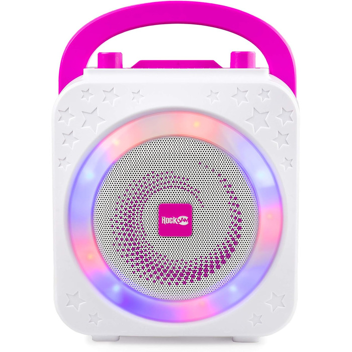 Караоке-машина RockJam Party Karaoke Machine 10 Вт, рожева, з двома мікрофонами