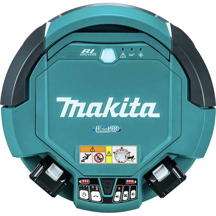 Акумуляторний вакуумний робот Makita , бірюзовий/чорний, DRC200Z, бездротовийфільтр, що миєтьсясвітлодіодний дисплей
