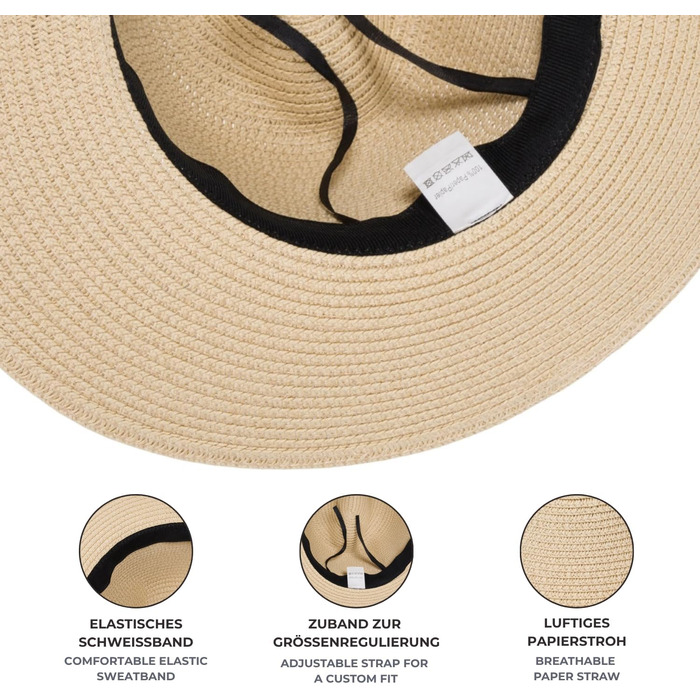 Жіночий панамський капелюх-сонце styleBREAKER з паперової соломи Складаний капелюх-м&39ятник з широкими полями Літній капелюх-федора для пляжу та фестивалів, один розмір, червоний