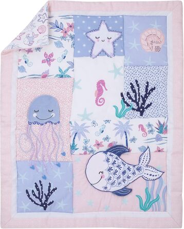 Комплект постільної білизни NoJo для дитячого ліжечка, лагуна русалки, рожевий, блакитний та білий