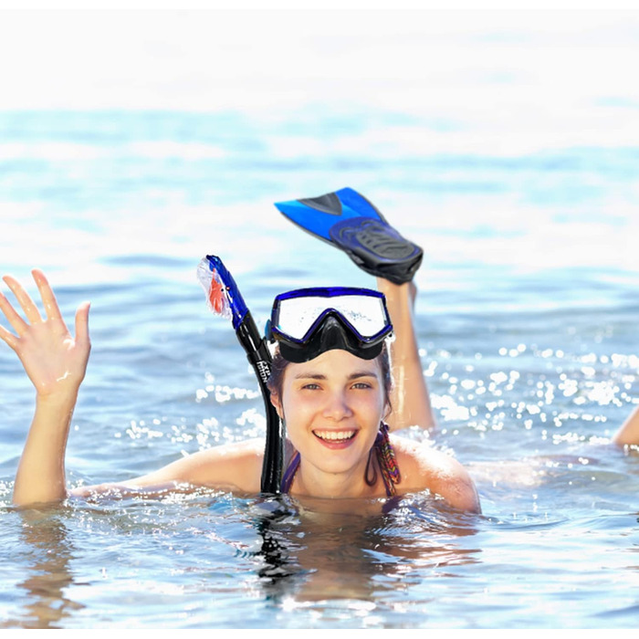 Набір для сухого підводного плавання, маска для підводного плавання Pano з 3 вікнами, окуляри для дайвінгу з захистом від запотівання та трубка, професійне спорядження для підводного плавання для дорослих, синій