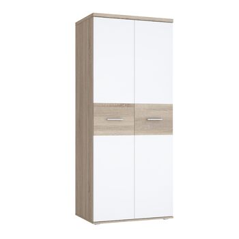 Гардероб Forte WINNIE 80, сучасна шафа, дитяча шафа, спальня, скандинавський стиль, 2-дверна, декор дуба сонома/білий, 80 см завширшки x 189 см заввишки x 53 см завглибшки