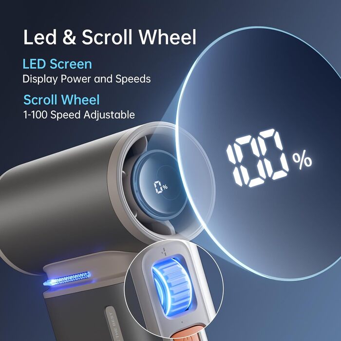 Міні-вентилятор JISULIFE 2-в-1 із функцією Air Duster, потужний транспортний вентилятор, стильний розумний маленький вентилятор, ручні вентилятори 1100 швидкостей, ручні вентилятори зі світлодіодним дисплеєм коричневі